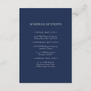 Classic Navy   Silver Wedding Schedule of Events Enclosure Card