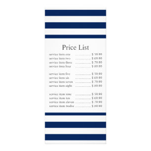 Classic Navy Stripe Business Price Rack Card