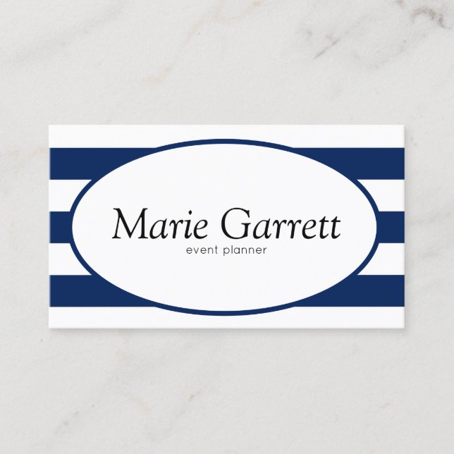 Classic Navy Stripes Business Card (Front)