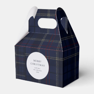 Classic Navy Tartan Plaid Holiday Cookie Favor Box