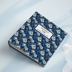Classic Navy White Ivory Floral Ring Binder Album