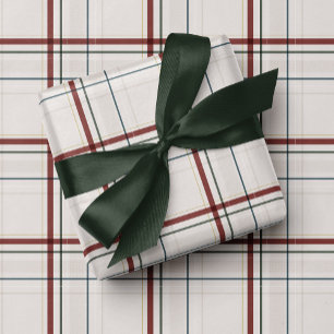 Classic neutral Christmas holiday plaid Wrapping Paper