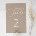 Classic Neutral Dusty Taupe Minimalist Wedding Table Number<br><div class="desc">Bring understated elegance to your reception with this dusty taupe table number card. The warm, muted background sets a calm and sophisticated tone, while the minimalist layout with white script adds modern charm. Perfect for neutral wedding palettes. This design suits both casual and formal events - from rustic barns to...</div>