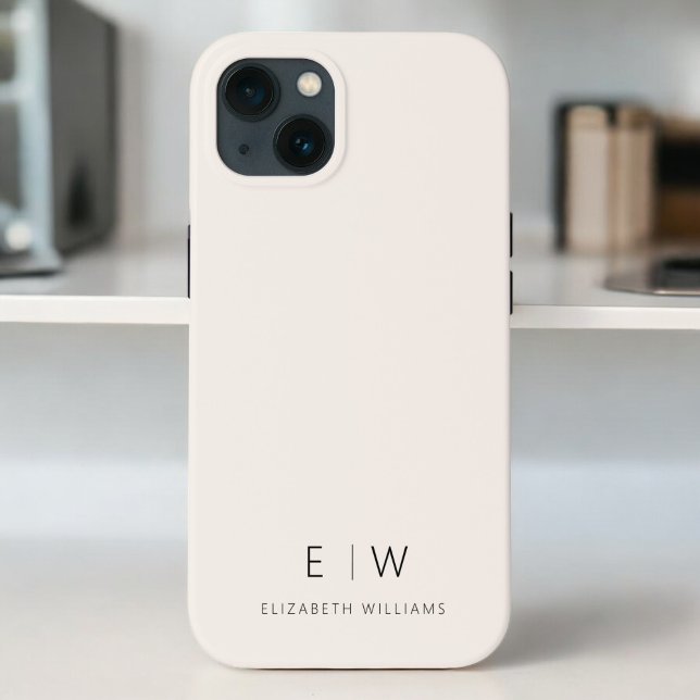 Classic Neutral Modern Minimalist Monogram Name Case-Mate iPhone Case (Creator Uploaded)
