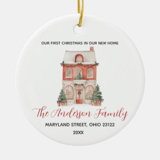 Classic New Home First Christmas Custom Family Ceramic Ornament