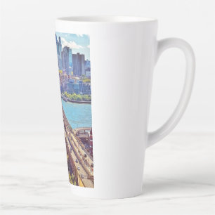 Classic New York City Brooklyn Bridge Skyline Latte Mug