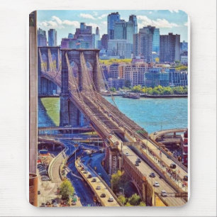 Classic New York City Brooklyn Bridge Skyline Mouse Pad