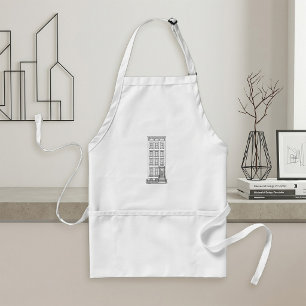 Classic New York Stoop Apartment Drawing Standard Apron