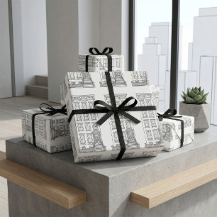 Classic New York Stoop Apartment Drawing Wrapping Paper