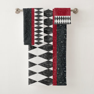 Classic noir blanc rouge arlequin Jacquard diamant