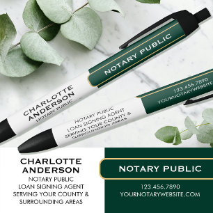 Classic Notary Public Promotional Gift Green Gold Black Ink Pen