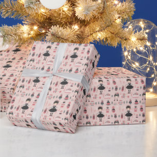 Classic Nutcracker Ballet Clara, Black Tutu, Pink Wrapping Paper