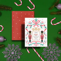 Classic Nutcracker Christmas Party Pink Ribbon
