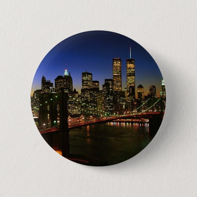 Classic NYC Skyline 2 Inch Round Button (Front)