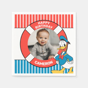 Classic Oh Boy Donald Duck Nautical Birthday Napkin