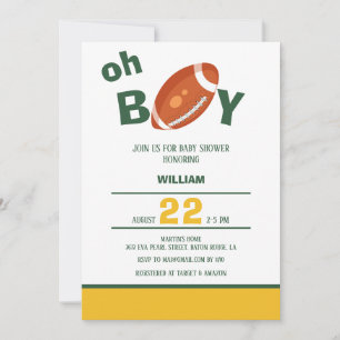 Classic Oh Boy Retro Football Baby Shower Invitation