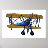 Classic old biplane with tricycle gear
