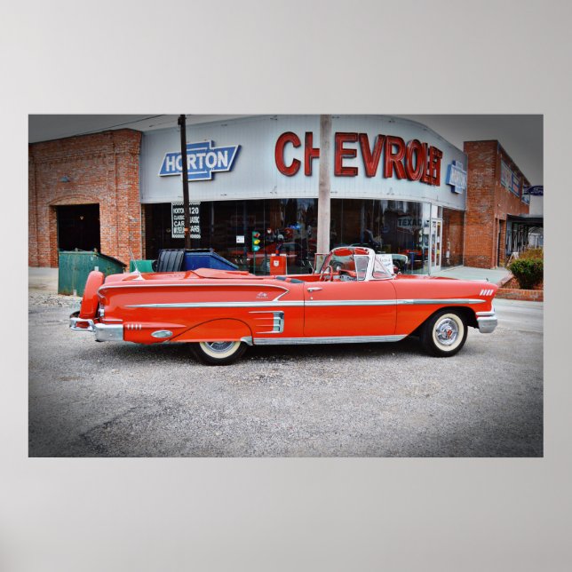 Classic Old Car Vintage Impala Red  Poster (Front)