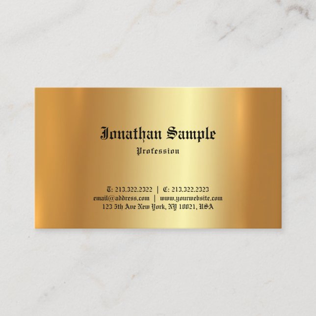 Classic Old English Font Elegant Template Gold Business Card (Front)