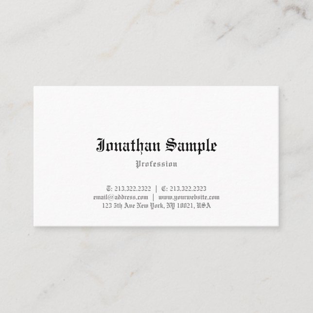 Classic Old English Font Nostalgy Elegant Template Business Card (Front)