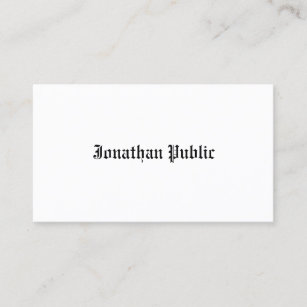 Classic Old English Style Look Professional White Business Card