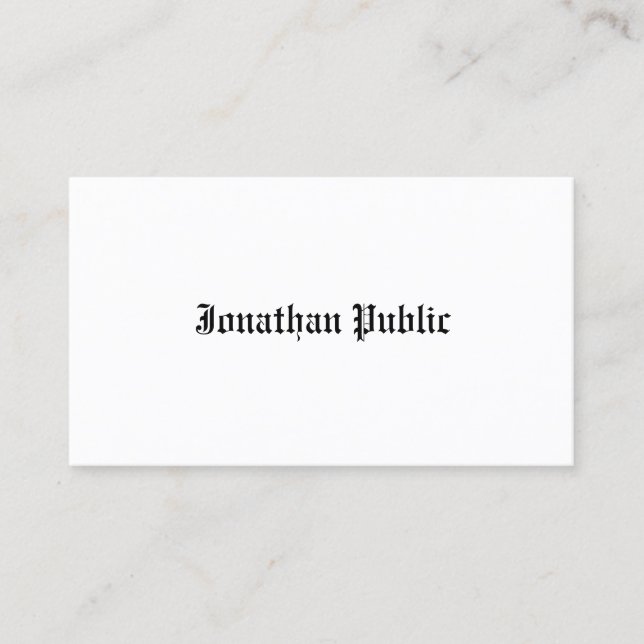 Classic Old English Style Look Professional White Business Card (Front)