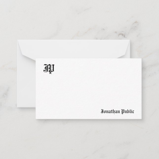 Classic Old English Text Calligraphy Monogrammed Card (Front)