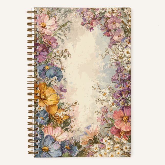 Classic Old Fashioned Flowers Notebook (Front)