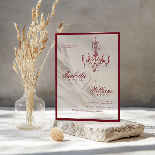 Classic Old Money Deep Red Retro Timeless Wedding Acrylic Invitations