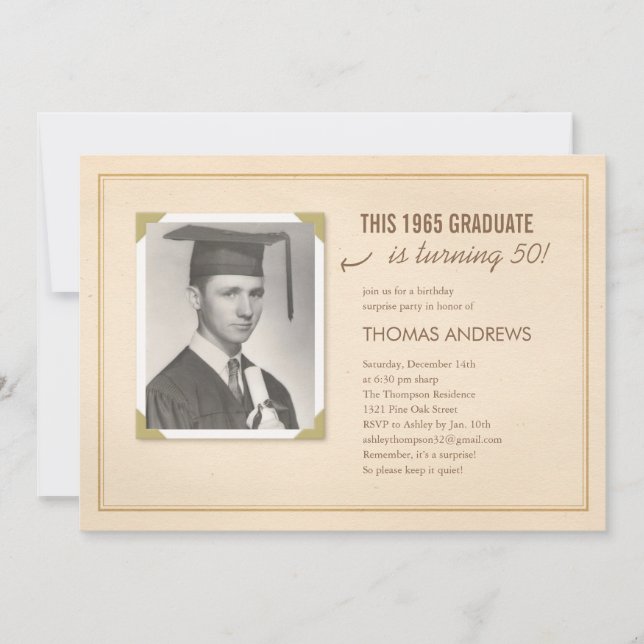 Classic Old Photo Surprise Birthday Invitation (Front)