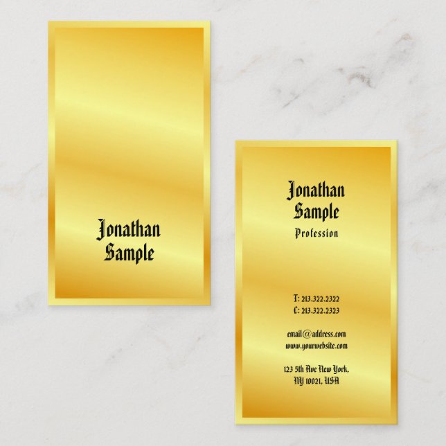 Classic Old Style Text Faux Gold Elegant Template Business Card (Front/Back)