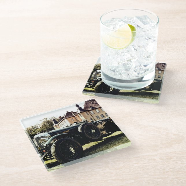 Classic Old Time Car Glass Coaster (Angled)