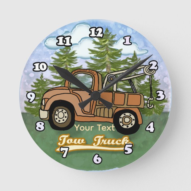 Classic Old Tow Truck Round Clock (Front)