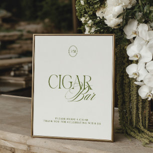 Classic Olive Green Cigar Bar Wedding Sign