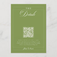 Classic Olive Green Ivory Calligraphy QR Details