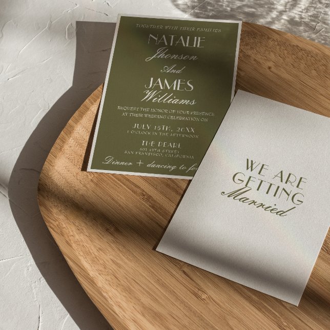 Classic Olive Green Old Money Luxury Wedding  Invitation (Creator Uploaded)