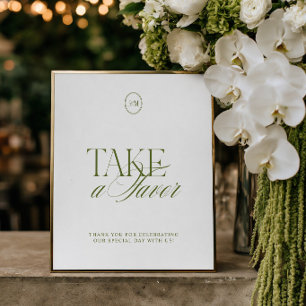 Classic Olive Green Take a Favour Wedding Sign