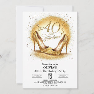 Classic Online Digital Gold 40th Birthday Invitation