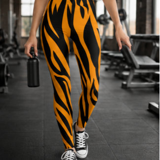 Classic Orange and Black Tiger Stripe Animal Leggings