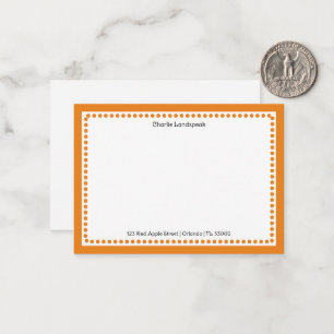Classic Orange Border & Dots Monogrammed  Card