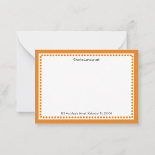 Classic Orange Dotted Frame Custom Name, Address Card