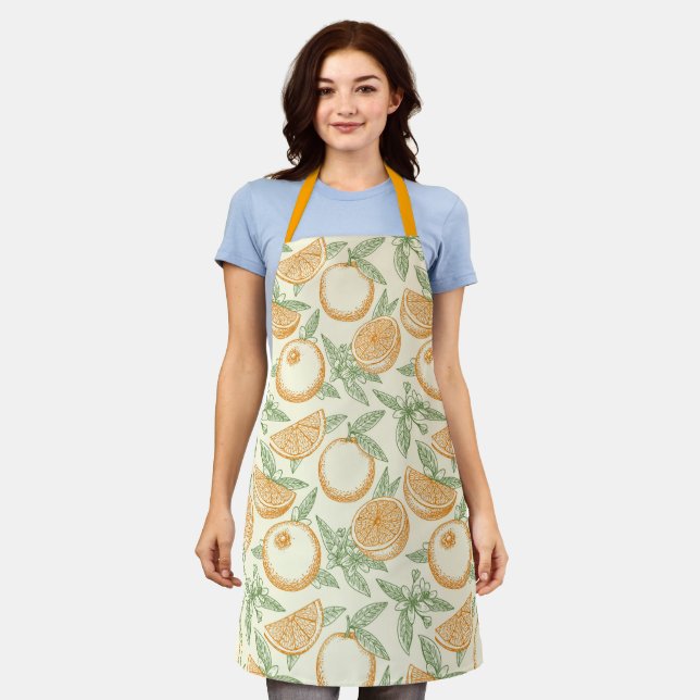 Classic Orange Fruit Pattern Apron (Worn)