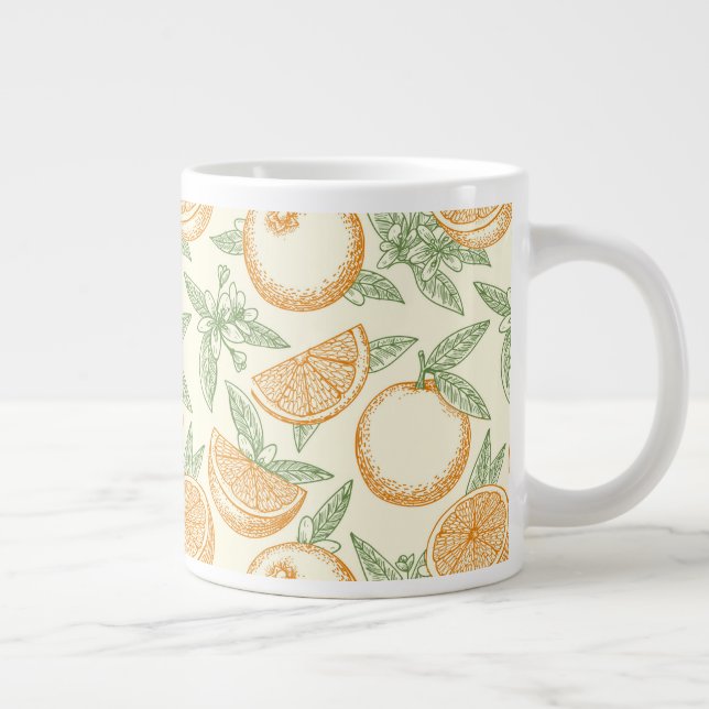 Classic Orange Fruit Pattern Large Coffee Mug (Right)