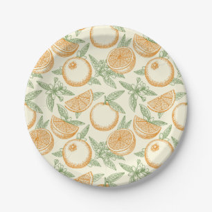 Classic Orange Fruit Pattern Paper Plate