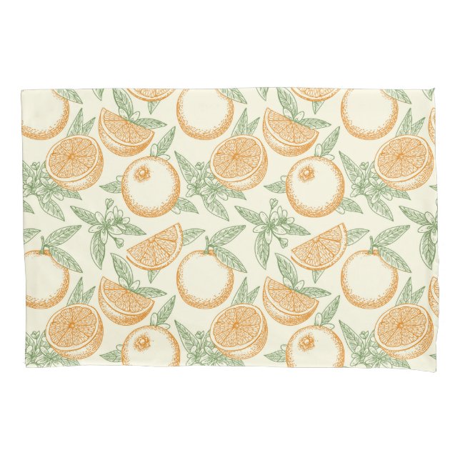 Classic Orange Fruit Pattern Pillowcase (Front-Left)