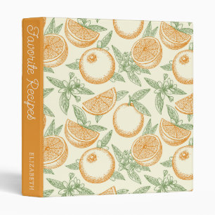Classic Orange Fruit Pattern   Recipe Book Binder