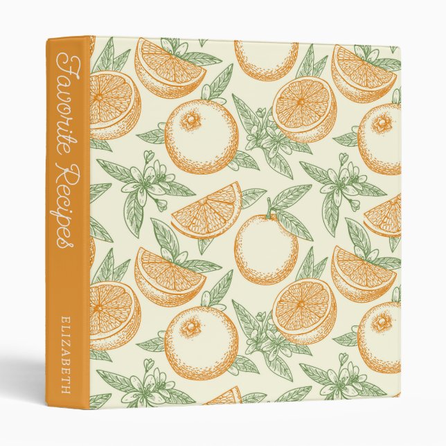 Classic Orange Fruit Pattern | Recipe Book Binder (Front/Spine)