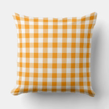 Classic Orange Gingham Pattern Throw Pillow