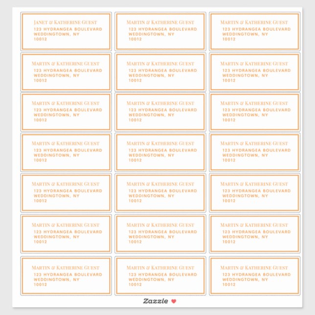 Classic Orange Guest Mailing Étiquette 21 Par Feui (Feuille)