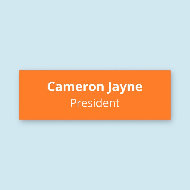 Classic Orange Nom Balise Badge magnétique ou épin (MISOOK Classic Orange Name Tag Magnetic)